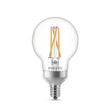 Philips 40-Watt Equivalent G16.5 Dimmable Candelabra Base LED Light Bulb with Dimming Effect, Soft White (4-Pack)