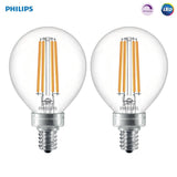 Philips 40-Watt Equivalent G16.5 Dimmable Candelabra Base LED Light Bulb with Dimming Effect, Soft White (4-Pack)