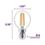 Philips 40-Watt Equivalent G16.5 Dimmable Candelabra Base LED Light Bulb with Dimming Effect, Soft White (4-Pack)