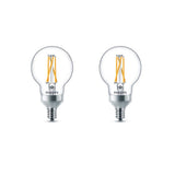 Philips 60-Watt Equivalent G16.5 Dimmable LED Candelabra Base Light Bulb with Warm Glow, Soft White (2-Pack)