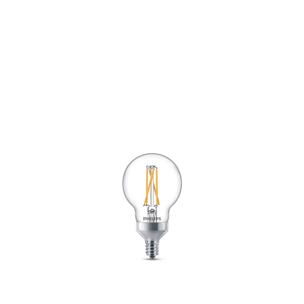Philips 60-Watt Equivalent G16.5 Dimmable LED Light Bulb with Warm Glow Dimming Effect, Soft White (2-Pack)
