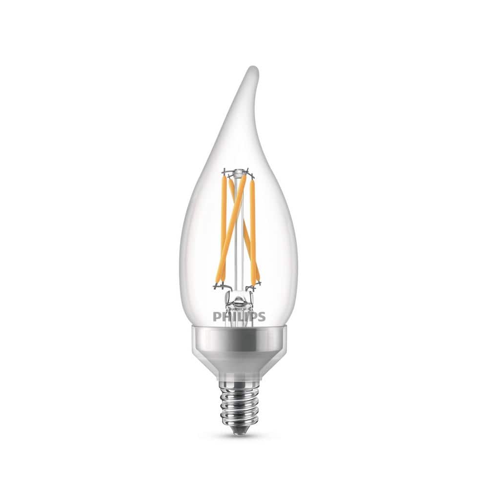 Philips 40-Watt Equivalent Soft White B11 Dimmable Warm Glow Bent Tip E12 Candle LED Light Bulb, 2700K, 3-Pack