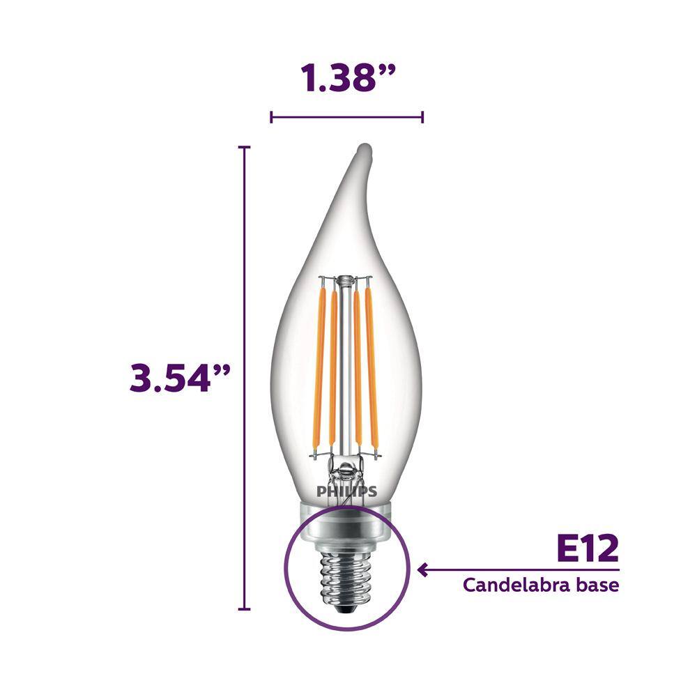 Philips 40-Watt Equivalent B11 Dimmable LED Candle Light Bulbs, Soft White 2700K, E12 Base (12-Pack)