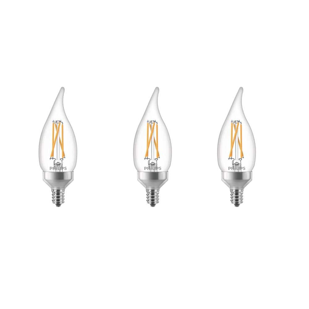 Philips 2700K 60-Watt Equivalent Soft White BA11 Bent Tip E12 Dimmable Warm Glow LED Candle Bulb (3-Pack)