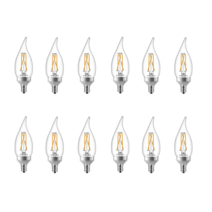 Philips 25-Watt Equivalent BA11 Dimmable Warm Glow LED Candle Light Bulb, Bent Tip, E12, Soft White 2700K (6-Pack)