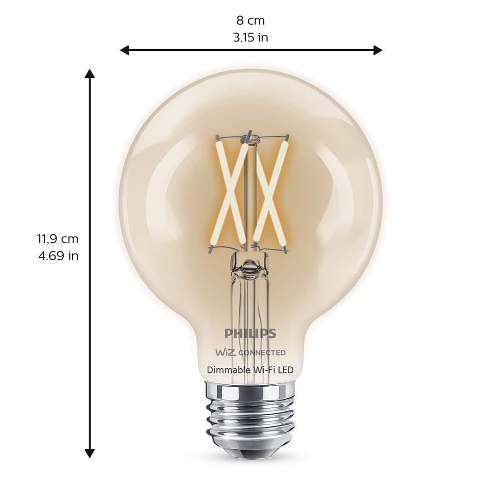 Philips Soft White G25 LED 40-Watt Equivalent Dimmable Smart Wi‑Fi WiZ Connected Wireless Light Bulb (4‑Pack)