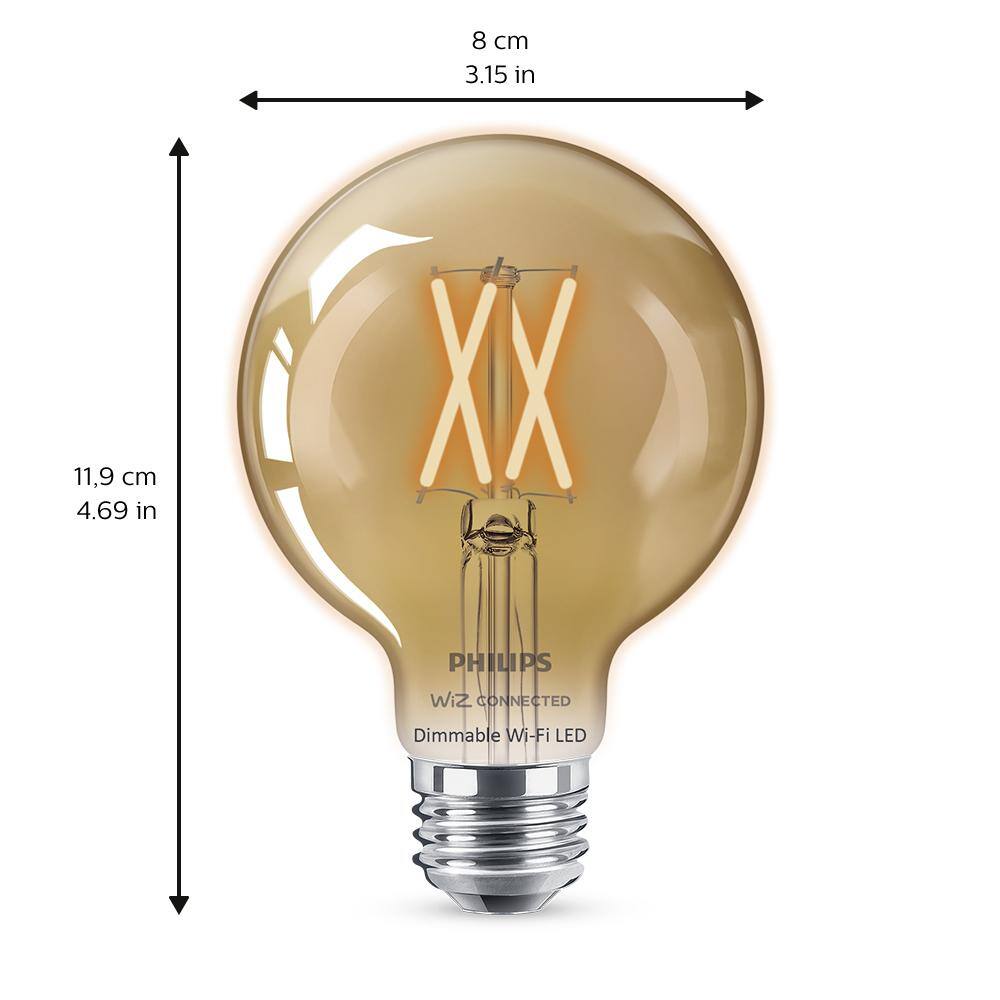 Philips Amber G25 LED 40W Equivalent Dimmable Smart Wi‑Fi WiZ Connected Light Bulb (G25, E26 Base)