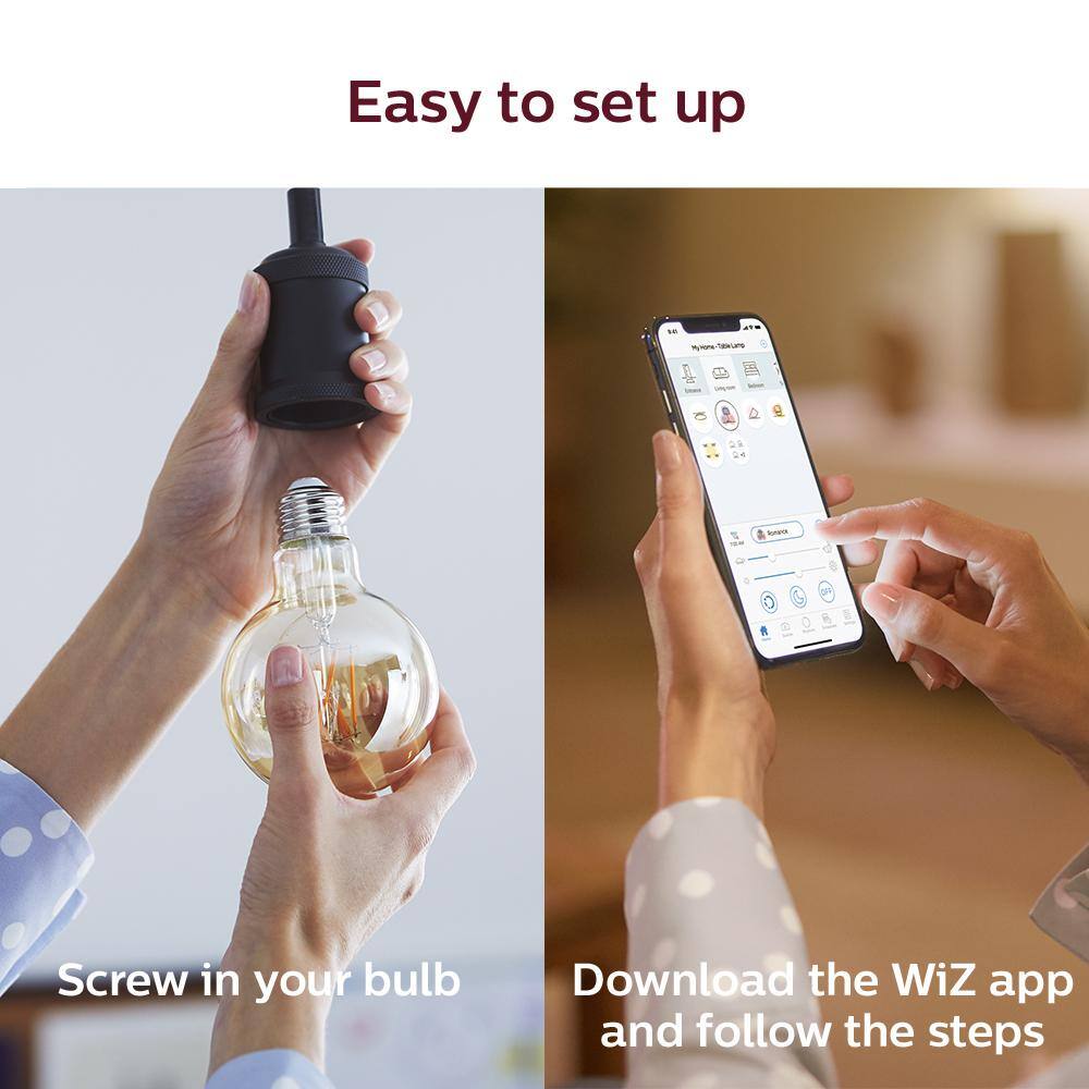 Philips Amber G25 LED 40W Equivalent Dimmable Smart Wi‑Fi WiZ Connected Light Bulb (G25, E26 Base)