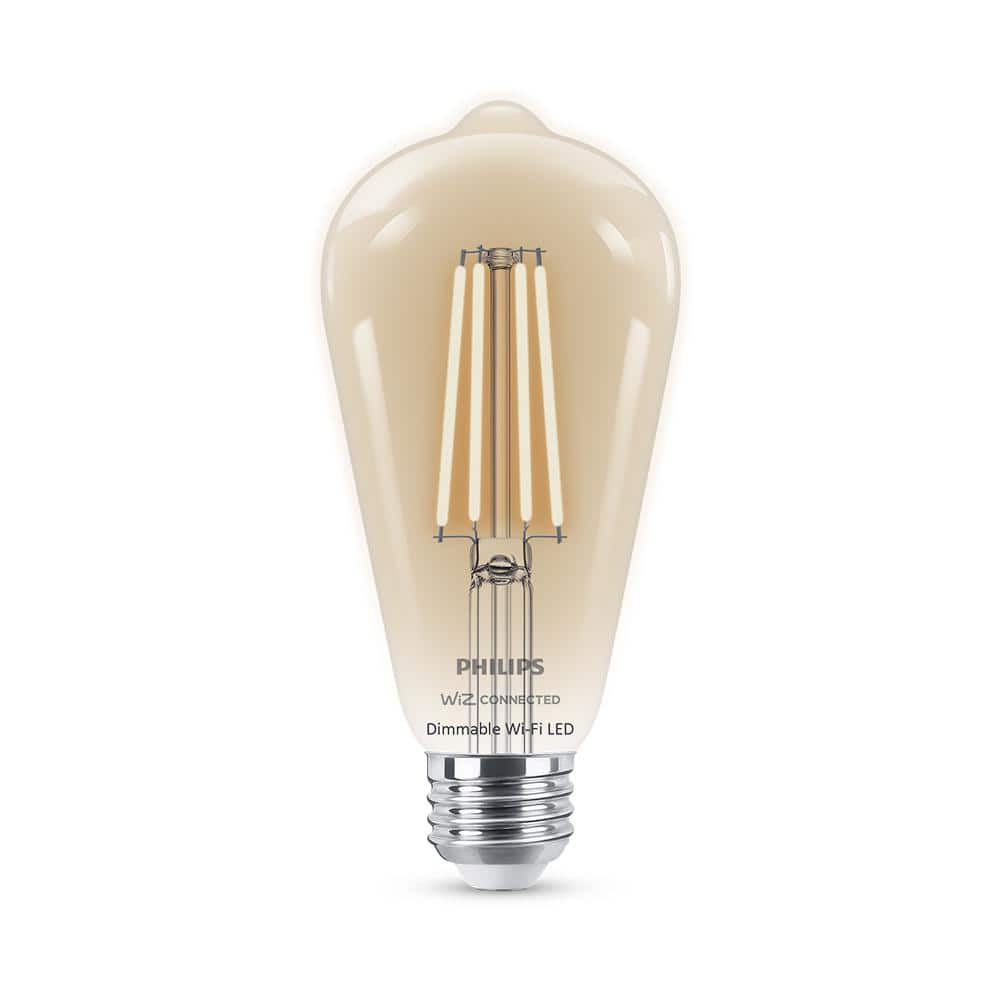 Philips Soft White ST19 LED 40-Watt Equivalent Dimmable Smart Wi‑Fi WiZ Connected Wireless Light Bulb (4‑Pack)