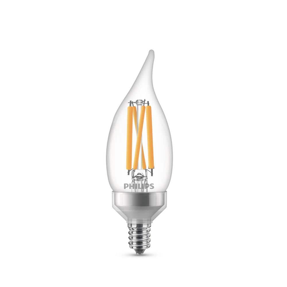 Philips 75-Watt Equivalent BA11 Dimmable Warm Glow LED Candle Light Bulbs, Bent Tip, E12 Base, Soft White 2700K (3-Pack)