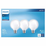 Philips 60-Watt Equivalent G25 LED Light Bulb, Daylight 5000K, Frosted Glass Globe, Medium E26 Base (3-Pack)