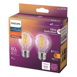 Philips 40-Watt Equivalent G16.5 Dimmable Medium Base LED Light Bulb with Warm Glow, Soft White (2-Pack)