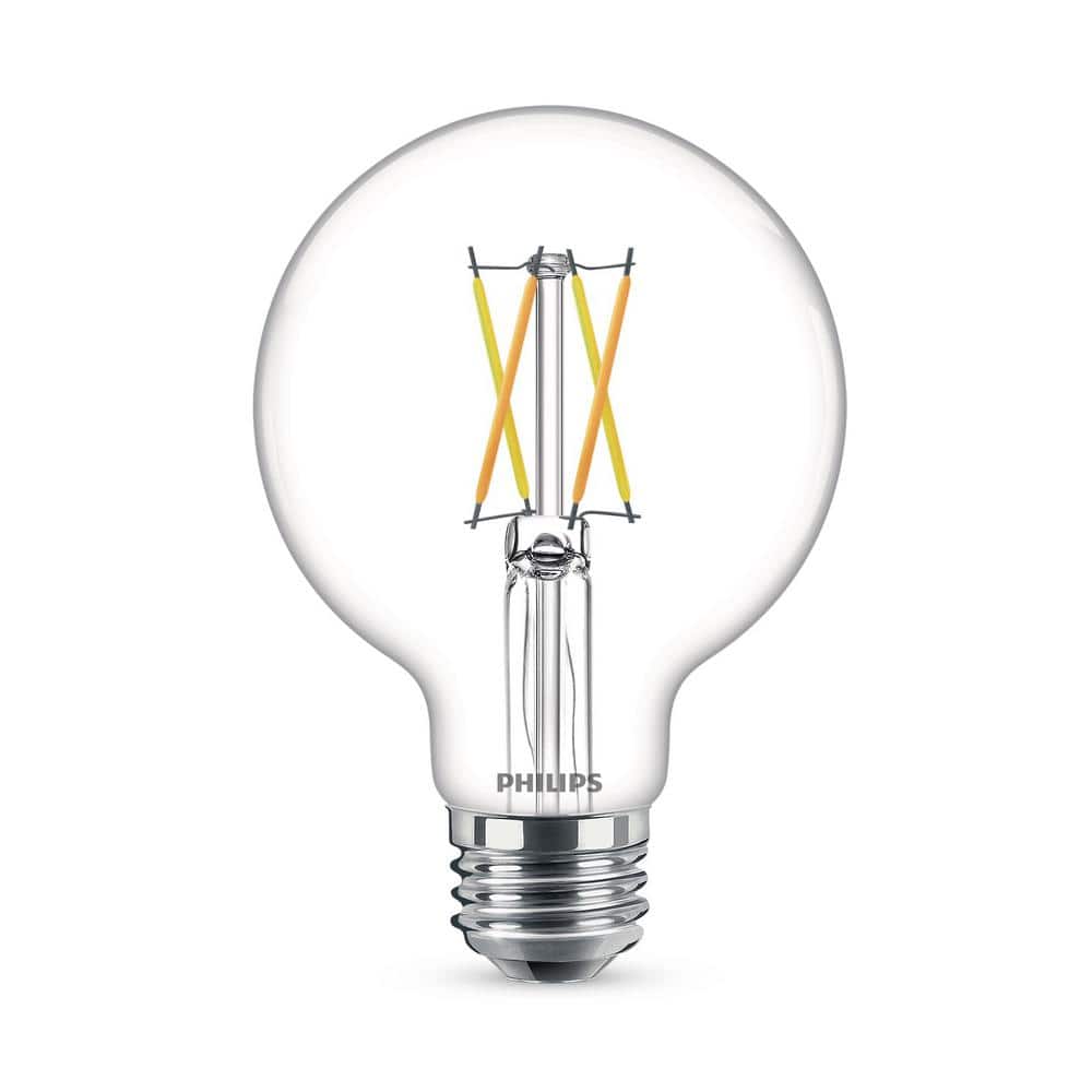 Philips 40-Watt Equivalent G25 Dimmable LED Light Bulb, Clear Glass, Warm Glow Effect, 2700K (2-Pack)