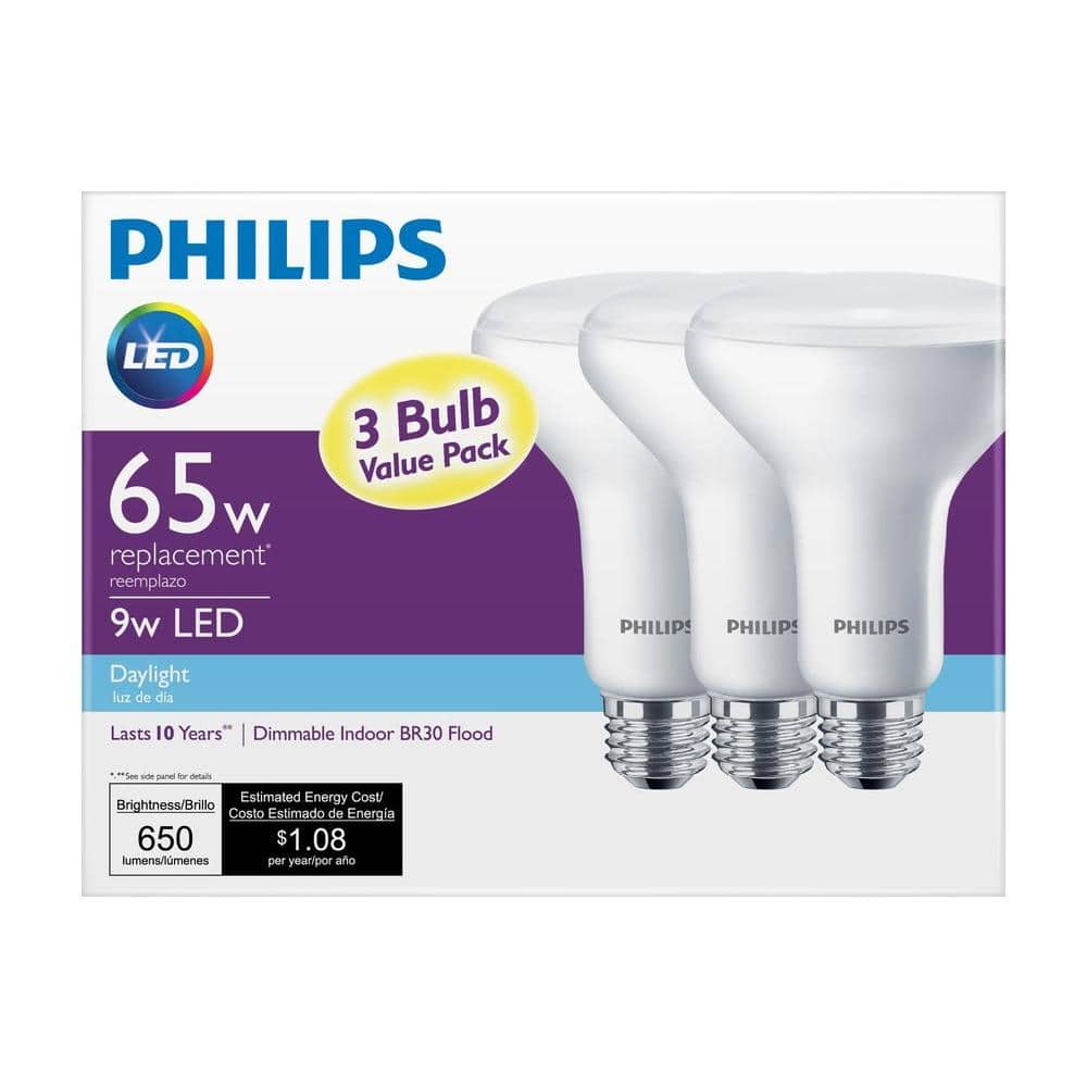 Philips 65W Equivalent Daylight BR30 Dimmable LED Flood Light Bulb (12-Pack)