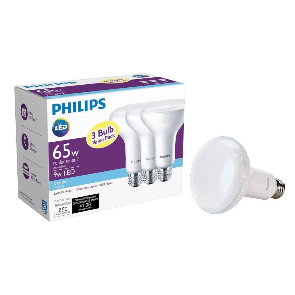 Philips 65W Equivalent Daylight BR30 Dimmable LED Flood Light Bulb (12-Pack)