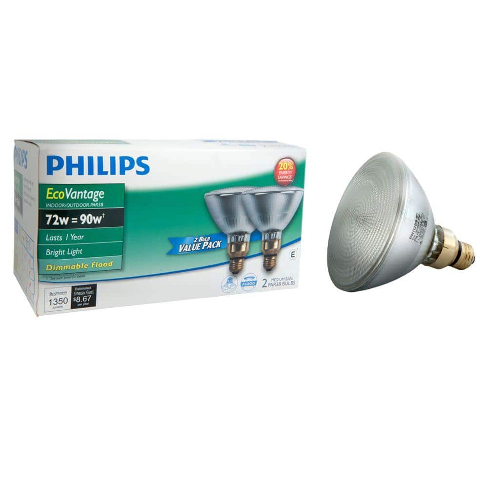 Philips 90-Watt PAR38 Halogen Indoor/Outdoor Flood Light Bulb (2-Pack)