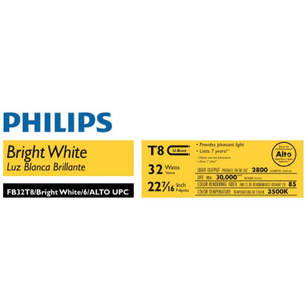 Philips 32-Watt T8 U-Bend ALTO Fluorescent Tube Light Bulb, Bright White 3500K, 22.5 in