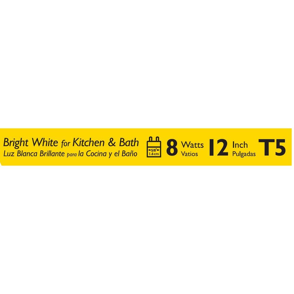 Philips 8-Watt 12 in. Linear T5 Fluorescent Tube Light Bulb, Bright White 3000K