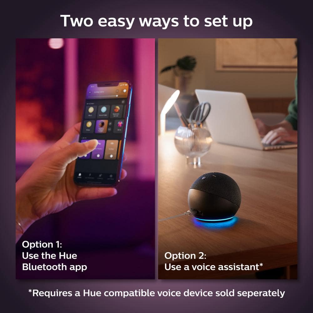 Philips Hue White A19 LED 60-Watt Equivalent Dimmable Smart Wireless Light Bulb with Bluetooth