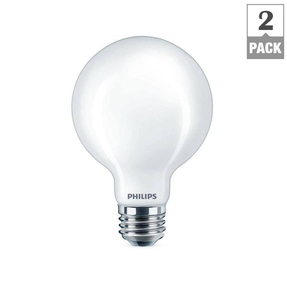 Philips 40-Watt Equivalent G25 Dimmable LED Light Bulb, Soft White, Frosted Globe (2-Pack)