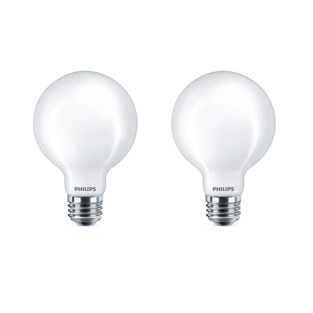 Philips 40-Watt Equivalent G25 Dimmable LED Light Bulb, Soft White, Frosted Globe (2-Pack)