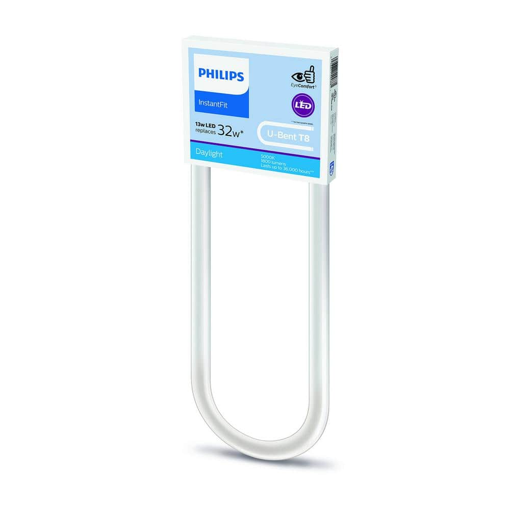Philips 32-Watt Equivalent Linear T8 U-Bend InstantFit LED Tube Light Bulb, Daylight 5000K (10-Pack)