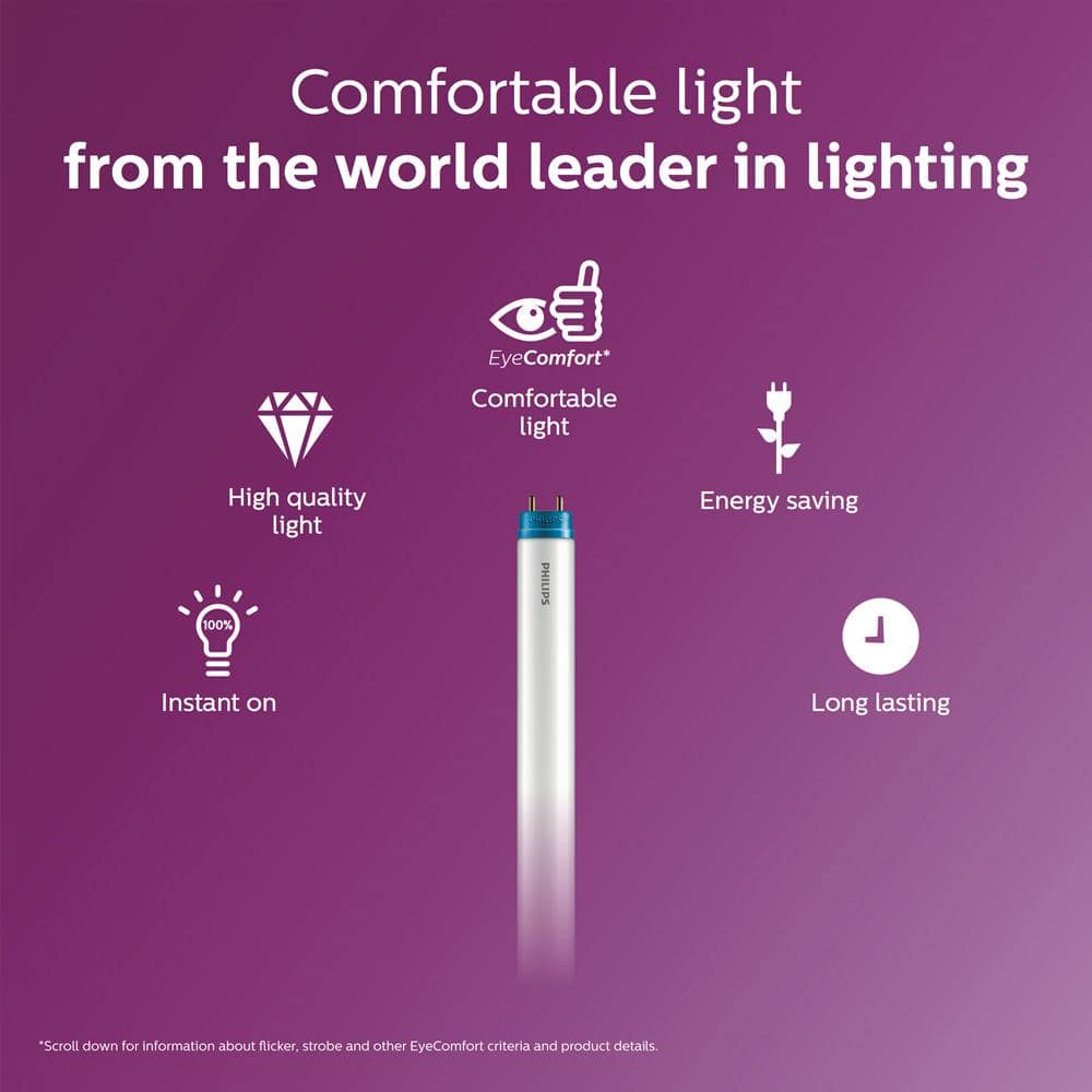 Philips 32-Watt Equivalent Linear T8 U-Bend InstantFit LED Tube Light Bulb, Daylight 5000K (10-Pack)