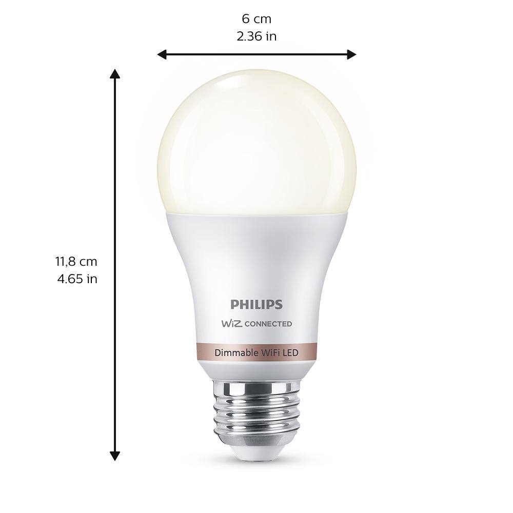 Philips Soft White A19 LED 60W Equivalent Dimmable Smart Wi‑Fi WiZ Connected Wireless Light Bulb