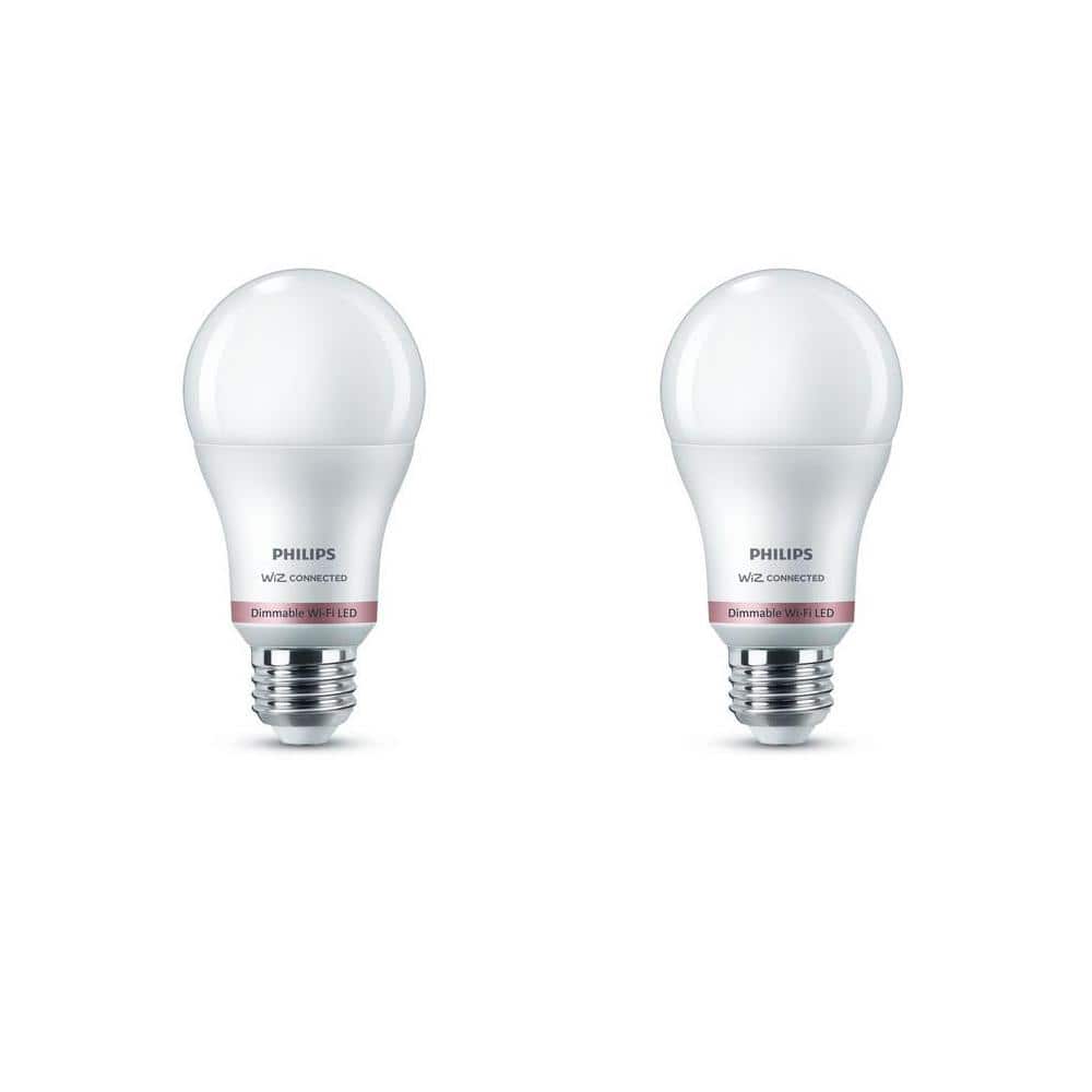 Philips Daylight A19 LED 60-Watt Equivalent Dimmable Smart Wi‑Fi WiZ Connected Wireless Light Bulb (2‑Pack)