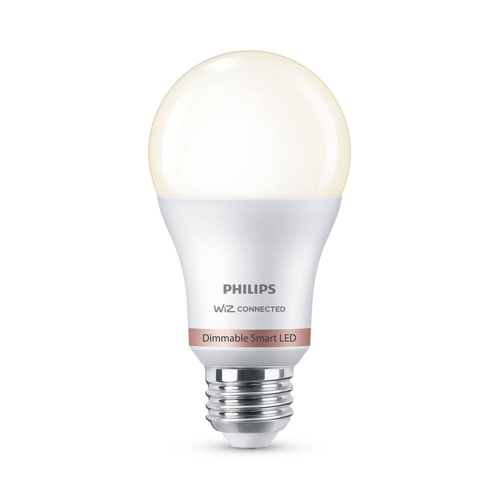 Philips Soft White A19 LED 60-Watt Equivalent Dimmable Smart Wi‑Fi WiZ Connected Light Bulbs (4‑Pack)