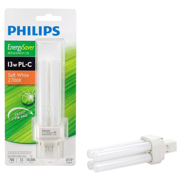 Philips 13-Watt Equivalent CFLNI PL-C 2-Pin GX23-2 Plug-In CFL Light Bulb, Soft White 2700K