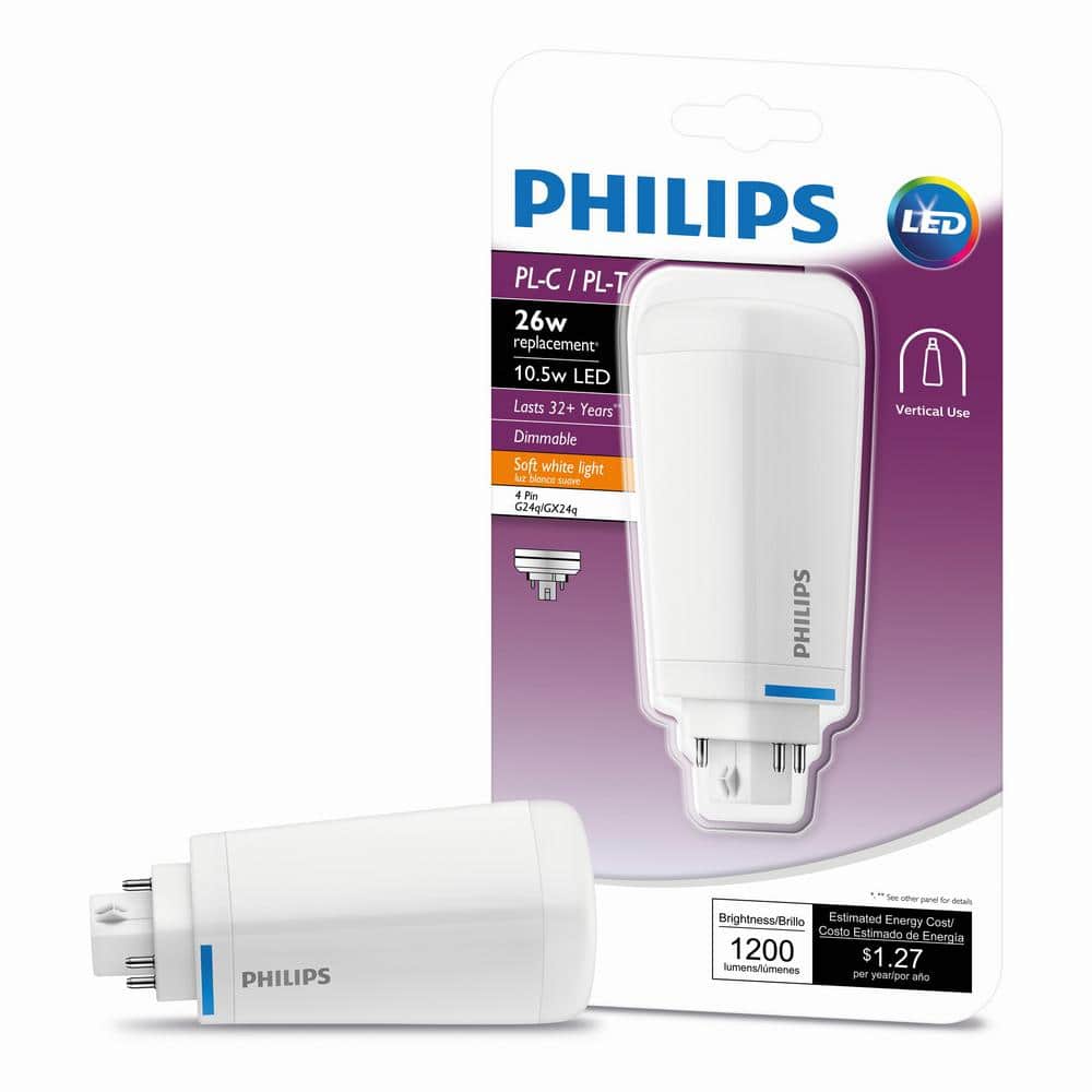 Philips 26-Watt Equivalent PL-C/T 4-Pin Dimmable Linear LED Light Bulb, Soft White (6-Pack)