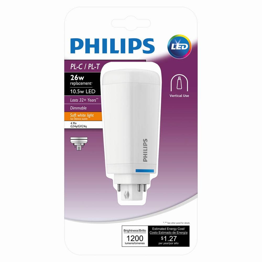 Philips 26-Watt Equivalent PL-C/T 4-Pin Dimmable Linear LED Light Bulb, Soft White (6-Pack)
