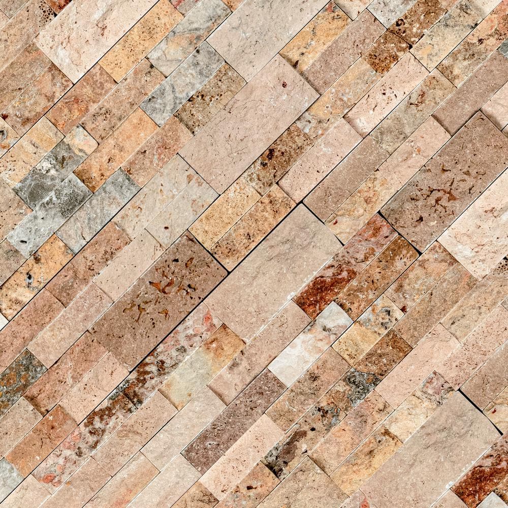 MSI Picasso Ledger Panel 6 in. x 24 in. Natural Travertine Wall Tile, Textured Split Face (10 Cases, 60 sq. ft. Pallet)