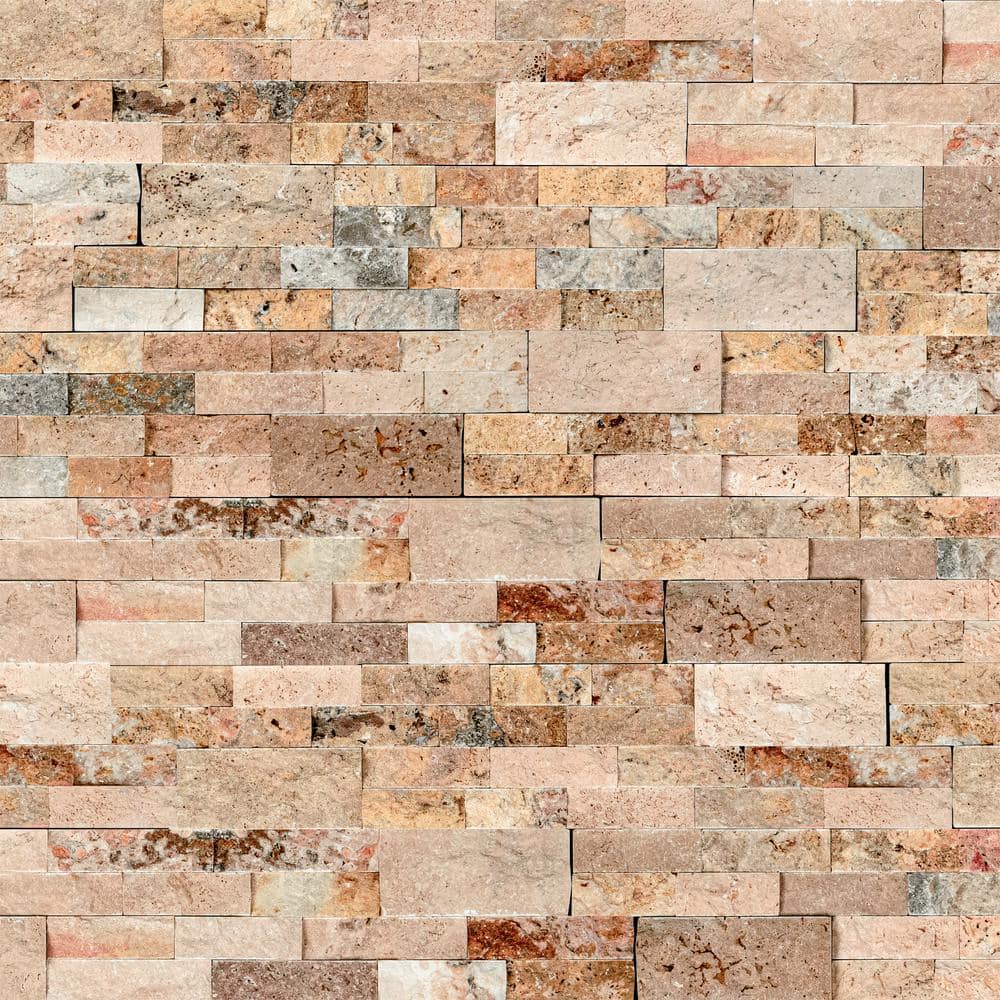 MSI Picasso Ledger Panel 6 in. x 24 in. Natural Travertine Wall Tile, Textured Split Face (10 Cases, 60 sq. ft. Pallet)