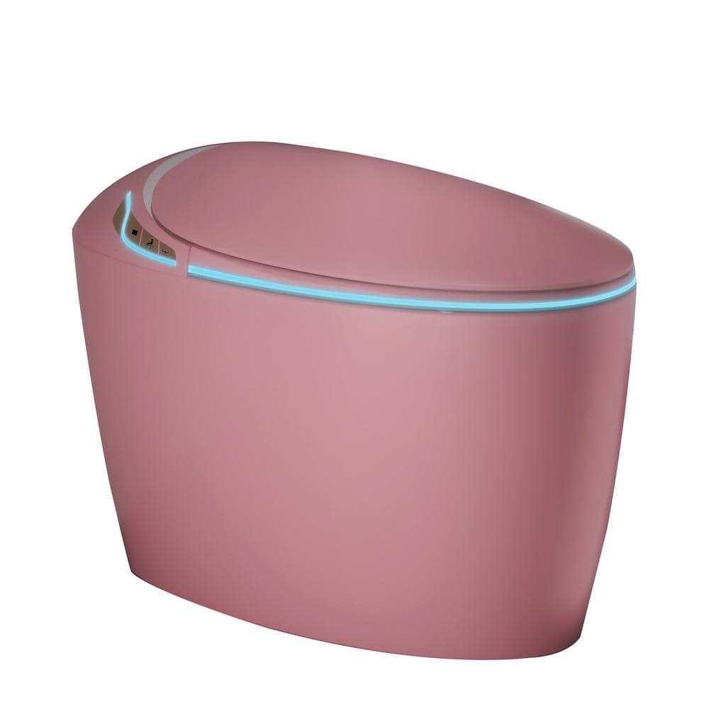 Pink Smart Bidet Toilet with Foot Sensor, LED Display & Warm Water