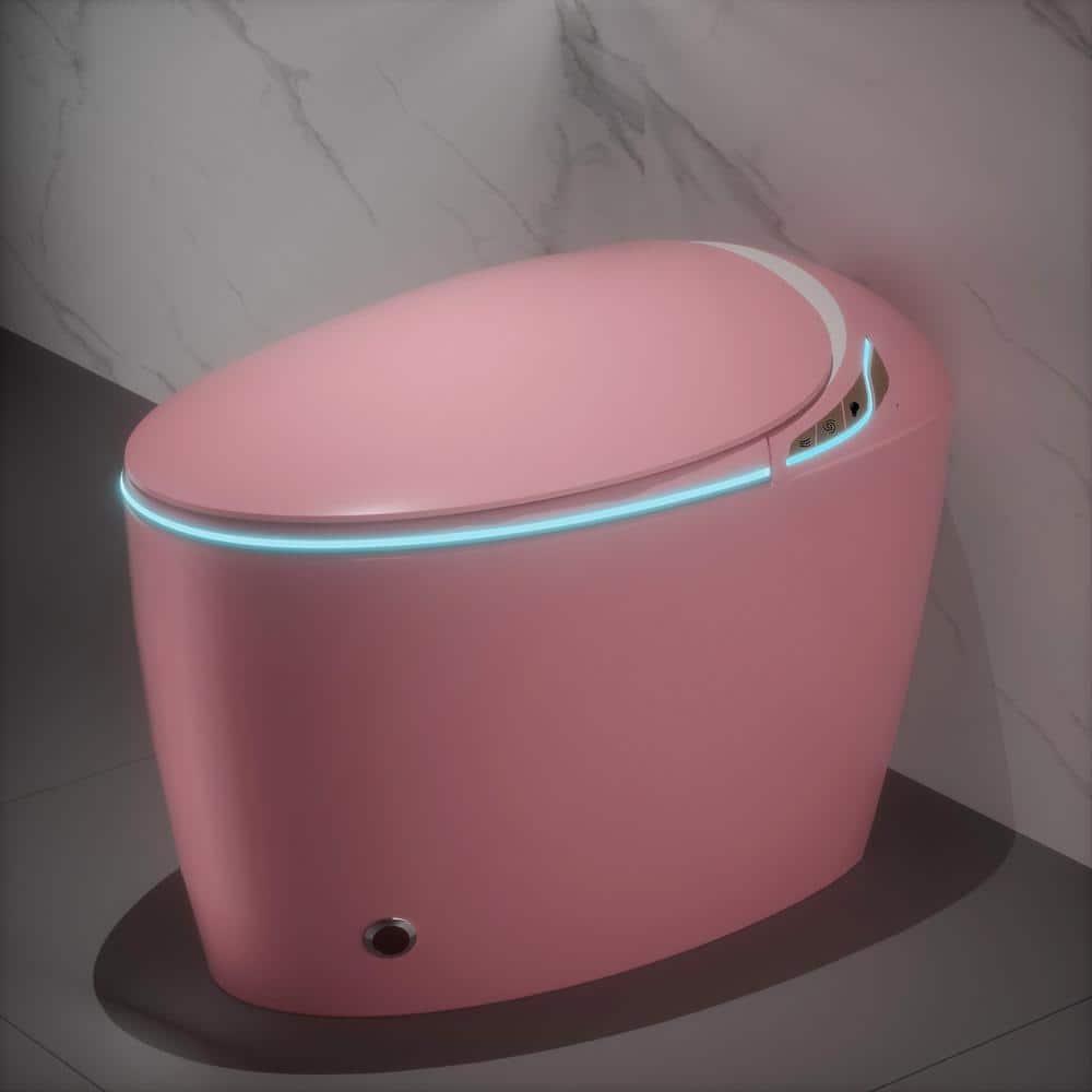 Pink Smart Bidet Toilet with Foot Sensor, LED Display & Warm Water