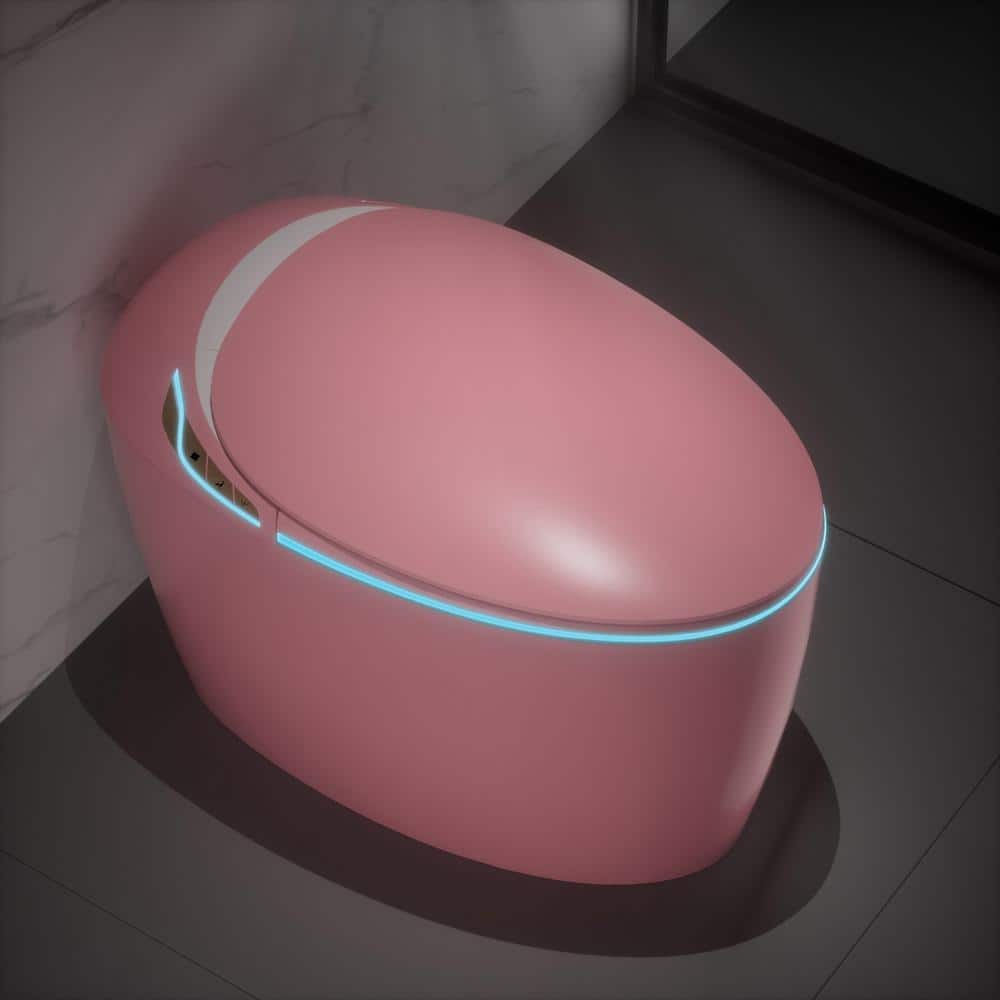 JimsMaison Elongated Bidet Toilet 1.28 GPF Pink with Automatic Features