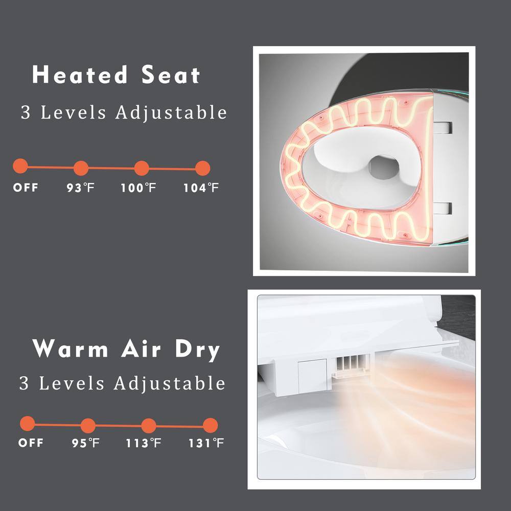 LORDEAR 1.28 GPF Pink Elongated Smart Toilet Bidet with Auto Open/Close Seat