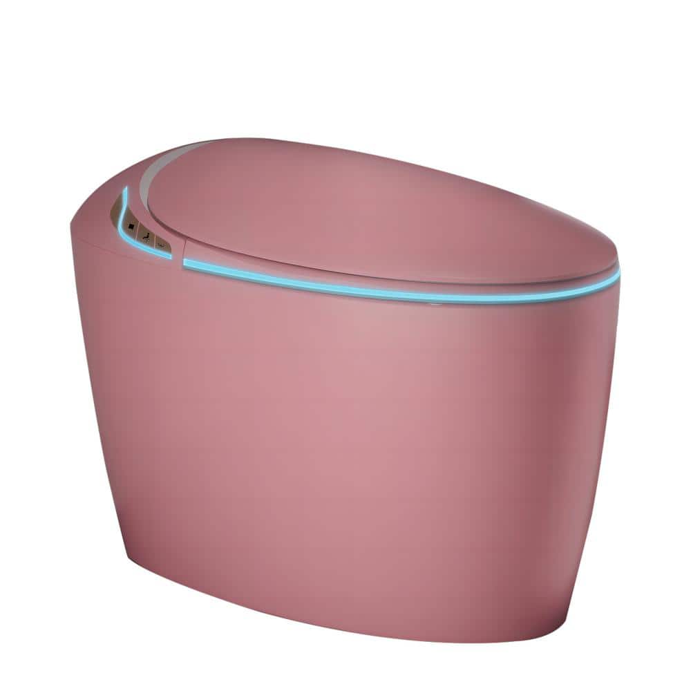 WELLFOR Pink LED Display Bidet Toilet with Auto Functions and Foot Sensor - 1.28 GPF