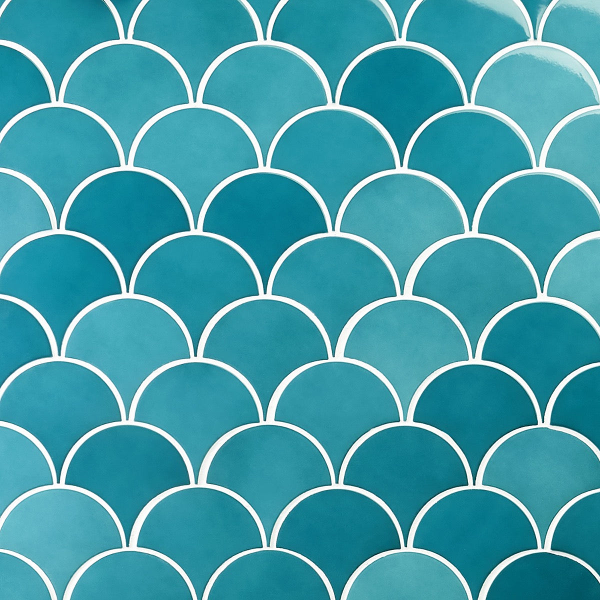 Highwater Teal 5" Fish Scale Polished Ceramic Wall Tile