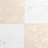 Fortunato Calacatta and Marfil 12x12 Matte Porcelain Checkerboard Tile