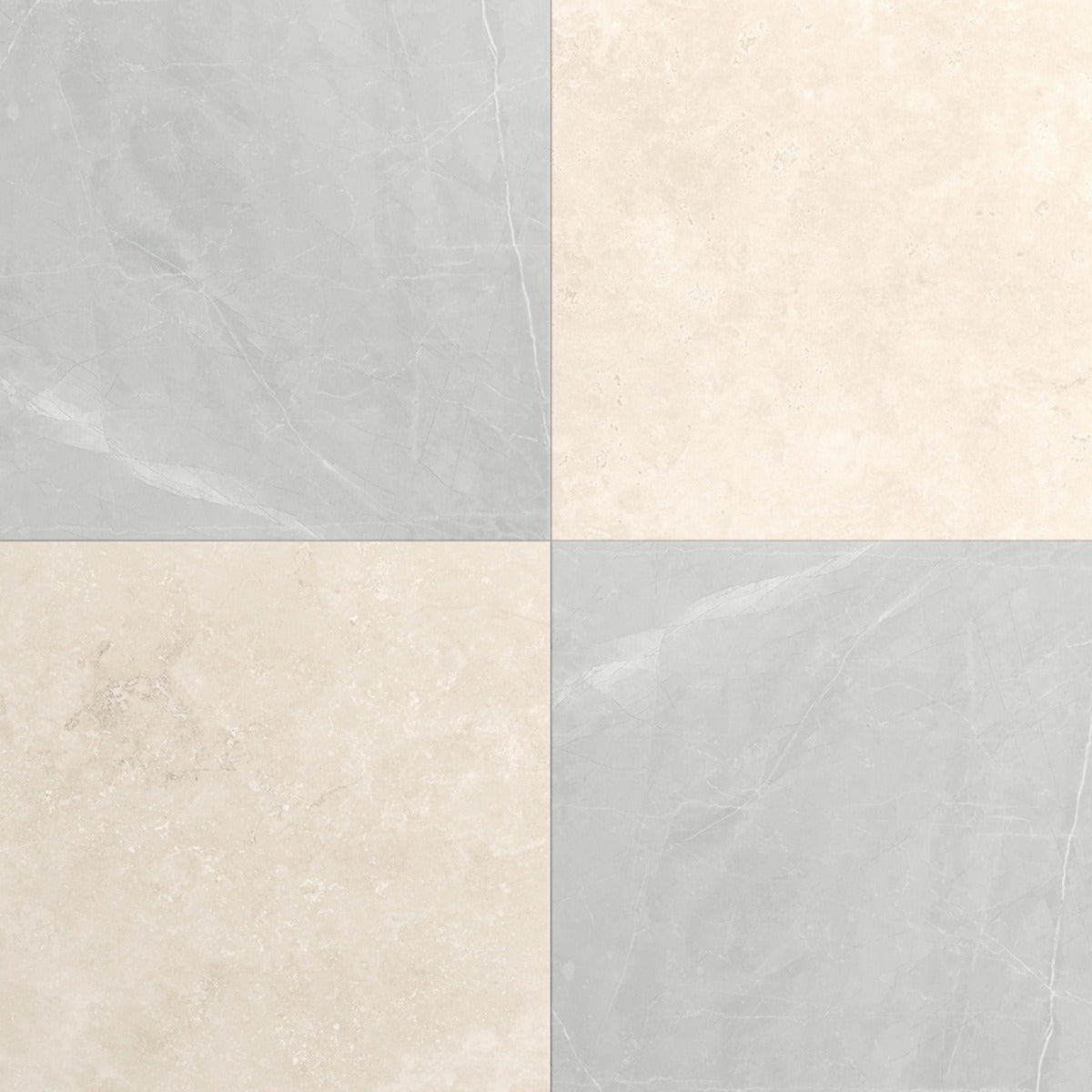 Fortunato Marfil Beige and Amani Gray 12x12 Matte Porcelain Checkerboard Tile