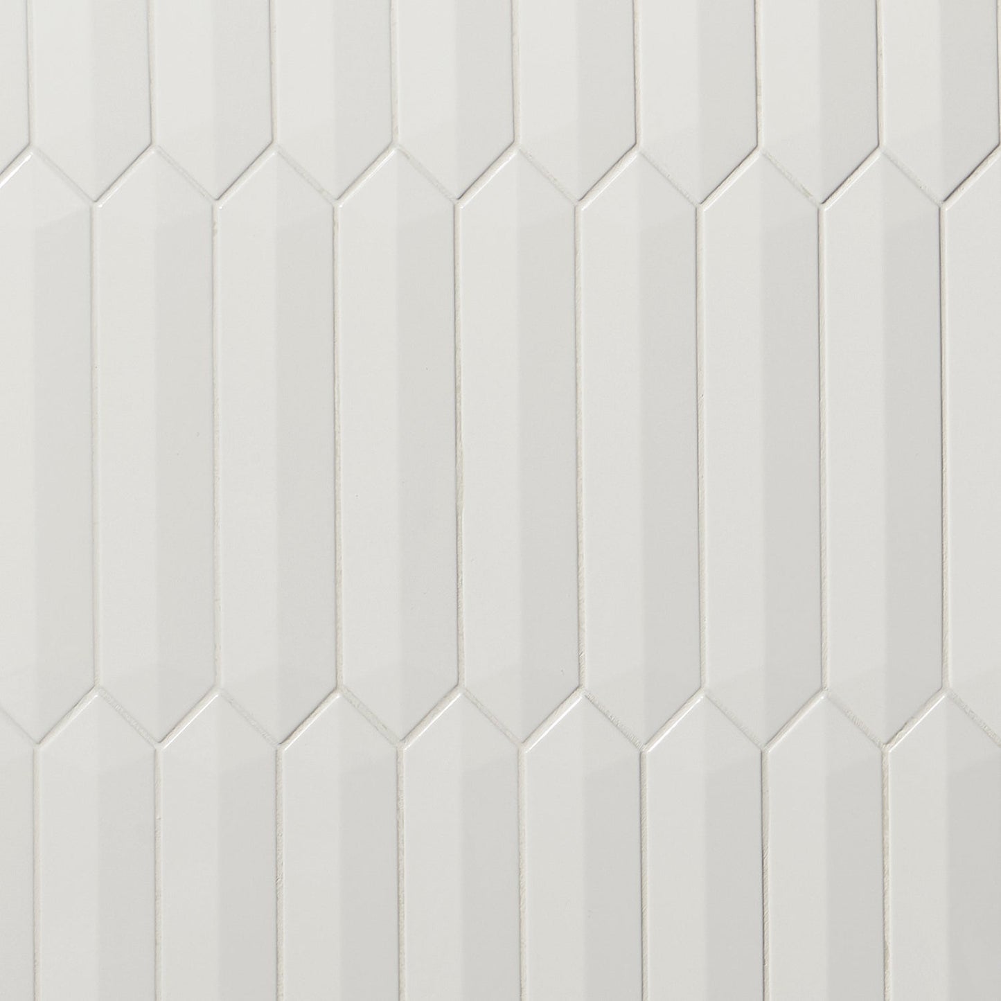 Kent White 3D Picket Polished Ceramic Wall Tile - 2x13