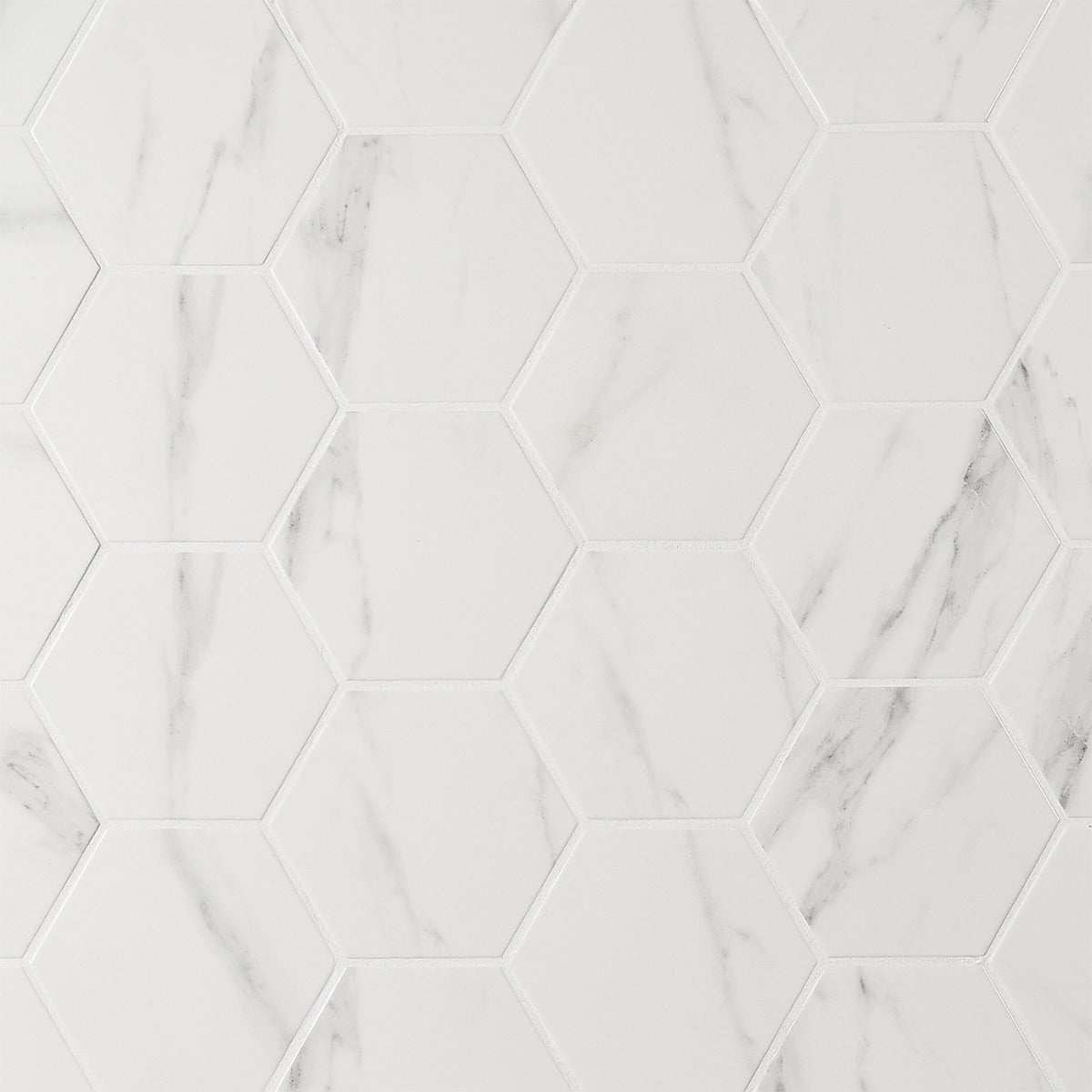 Amalfi Statuario White 6" Hexagon Polished Porcelain Tile - Lux Tile