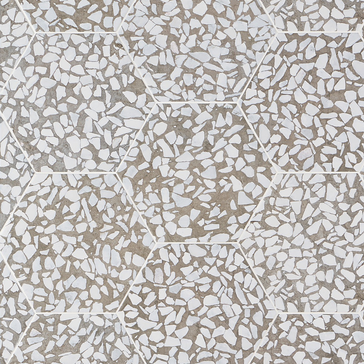 Lux Tile Terrazzo Hex Grigio Gray 9" Matte Porcelain Tile