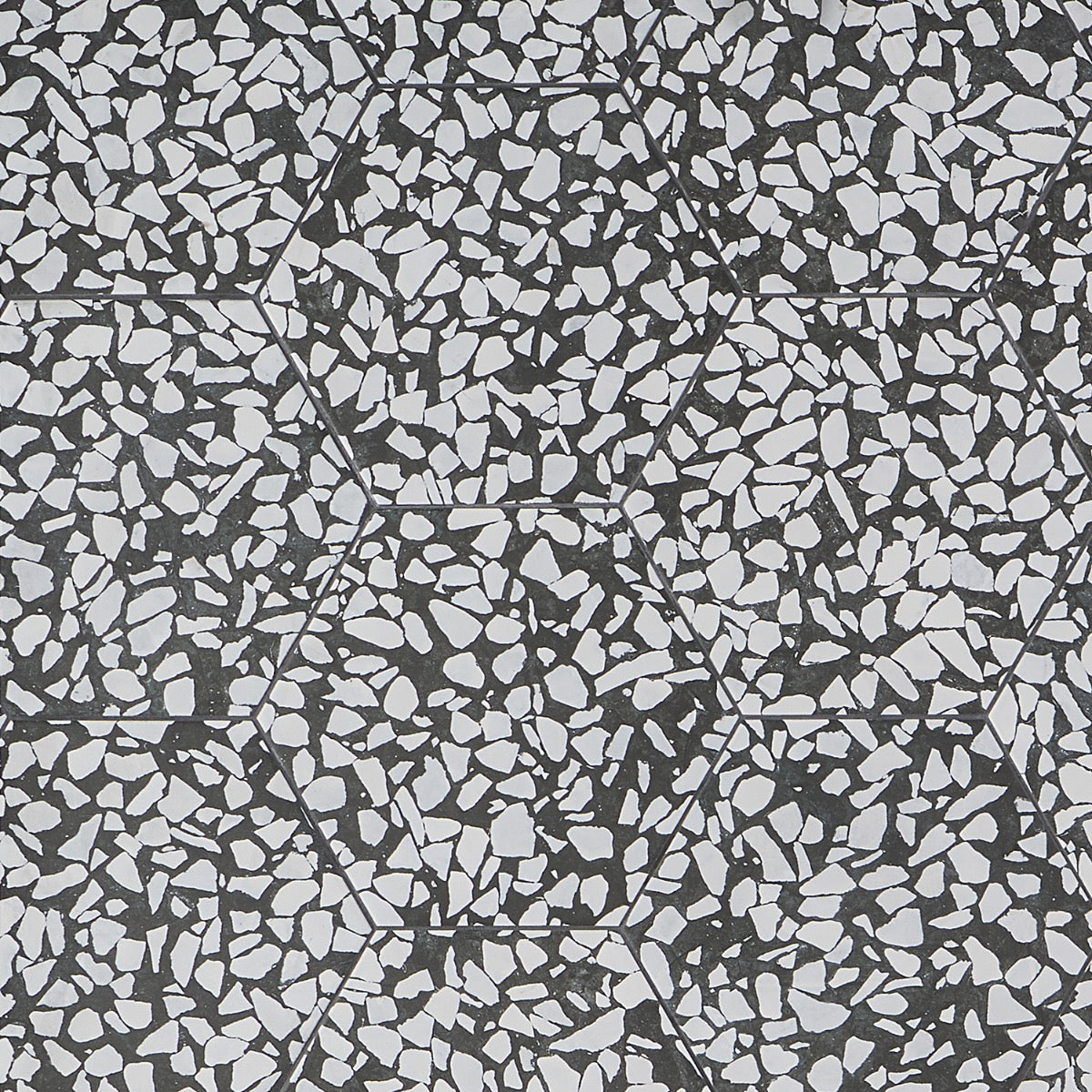 Lux Tile Terrazzo Hex Nero Black & White 9" Matte Porcelain Tile