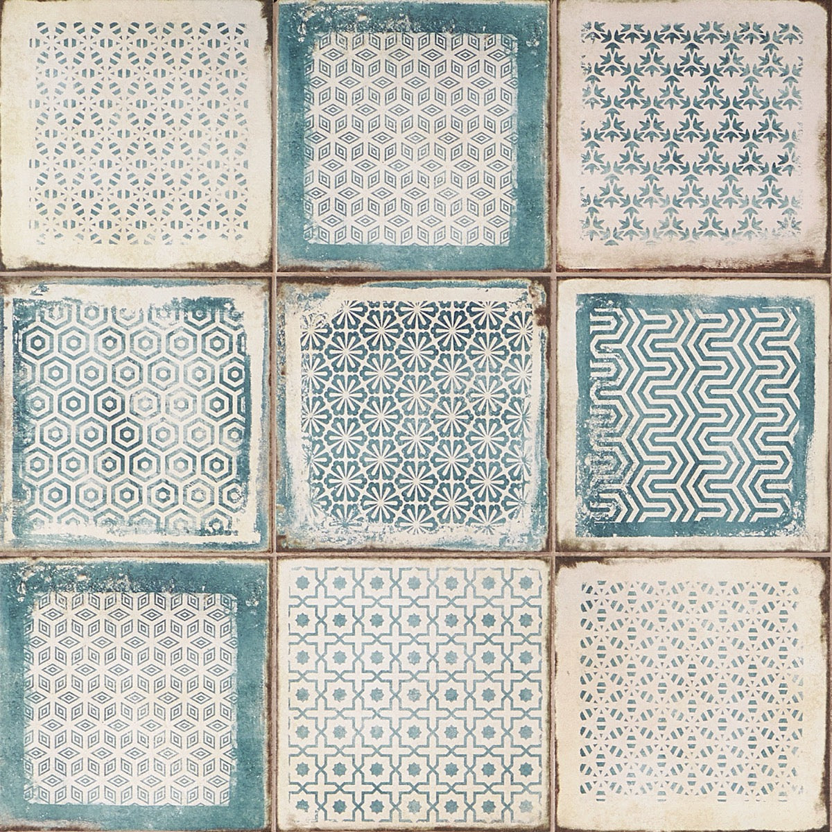 Los Lunas Deco Blue 8x8 Matte Porcelain Tile - Lux Tile