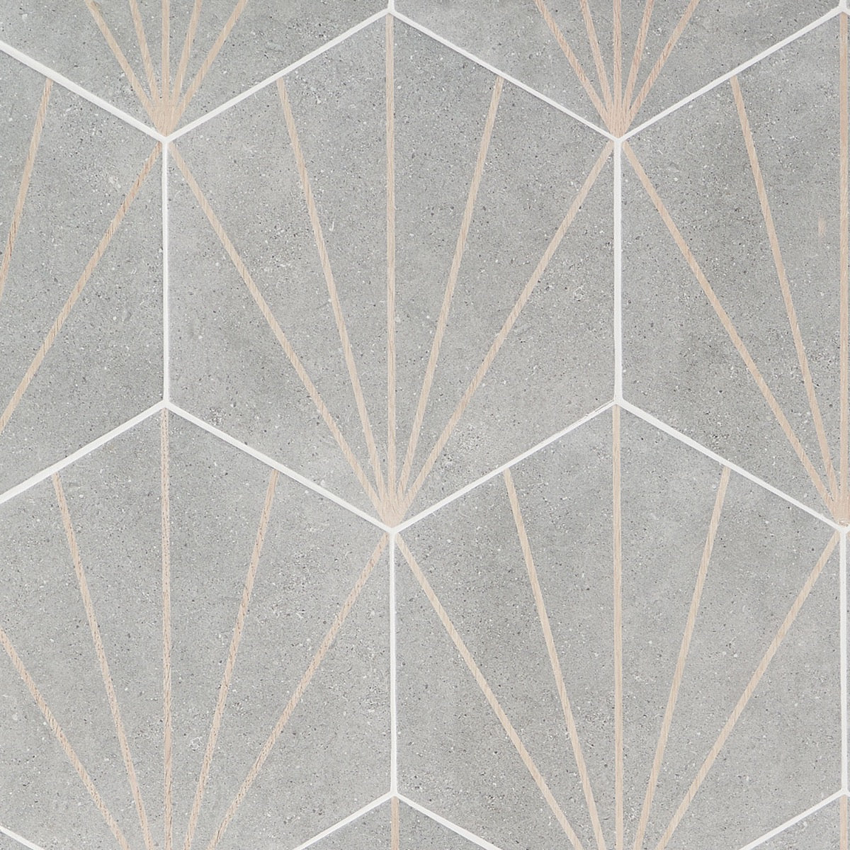 Lux Tile Pergola Beams Gray Hexagon Matte Porcelain Tile 12.5"