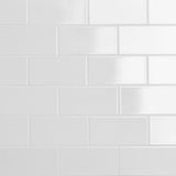 Seaside Cotton White Crackled Glossy Ceramic Tile - 4x8